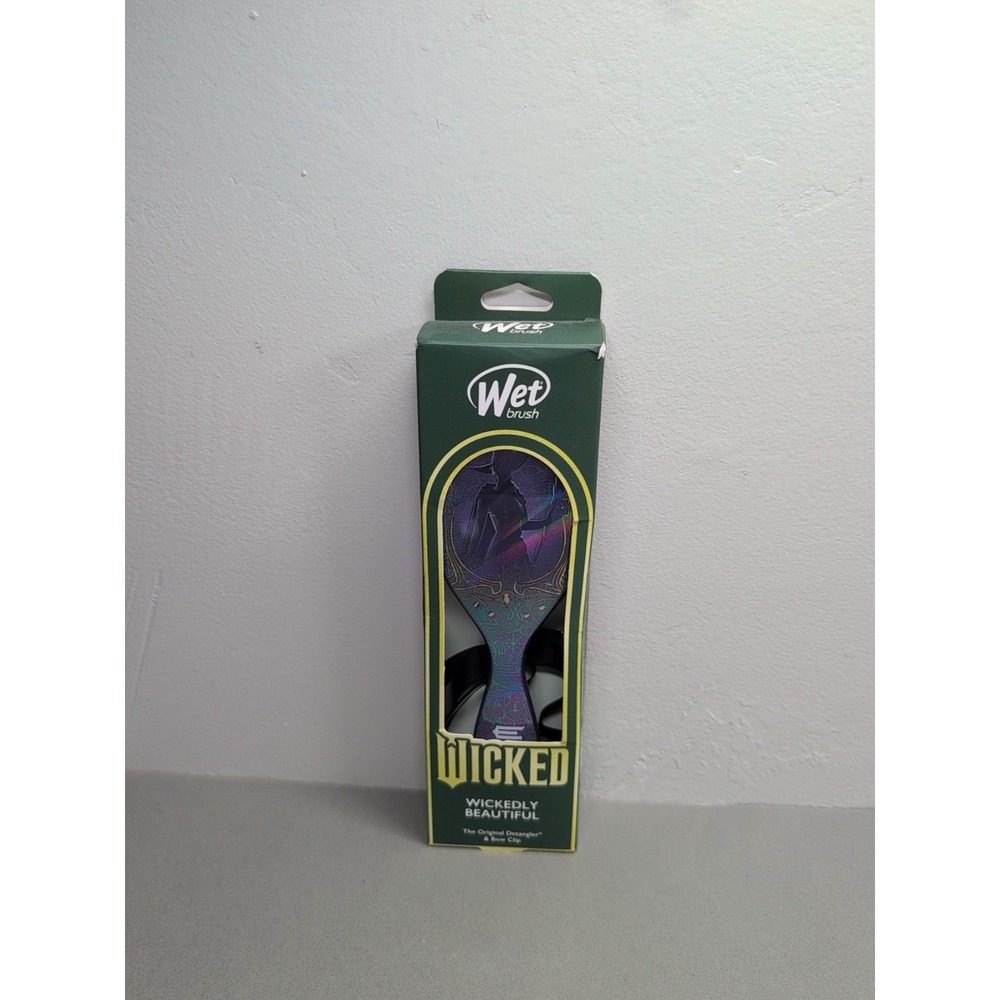 Wicked Wet Brush Wickedly Elphaba Detangler‎ Hair Brush Bow Clip NEW